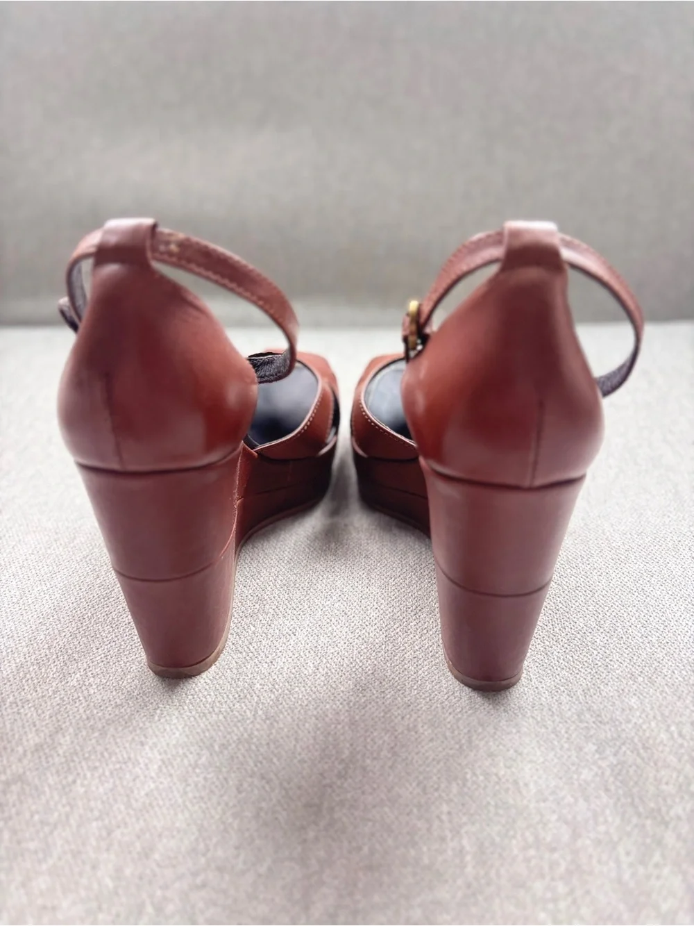 Hogan Italian Leather Peep Toe Platform Sandals Cocoa Brown EU 39 / US 9